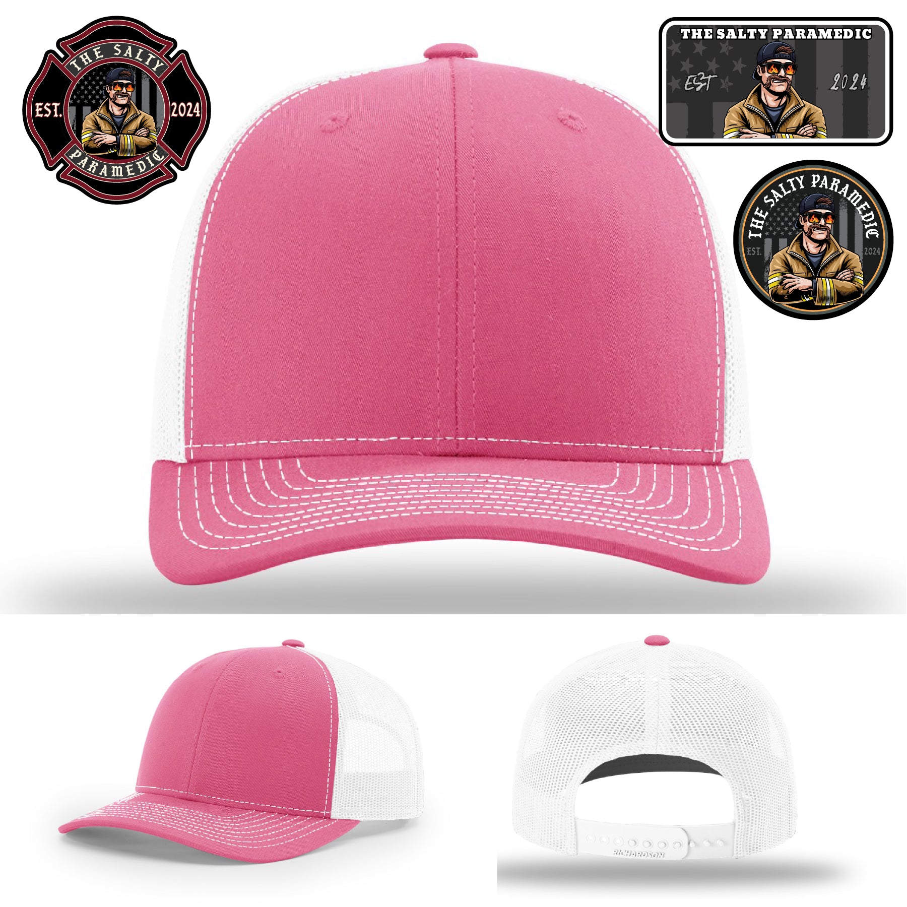 EMS and firefighter hat with The Salty Paramedic logo patch
