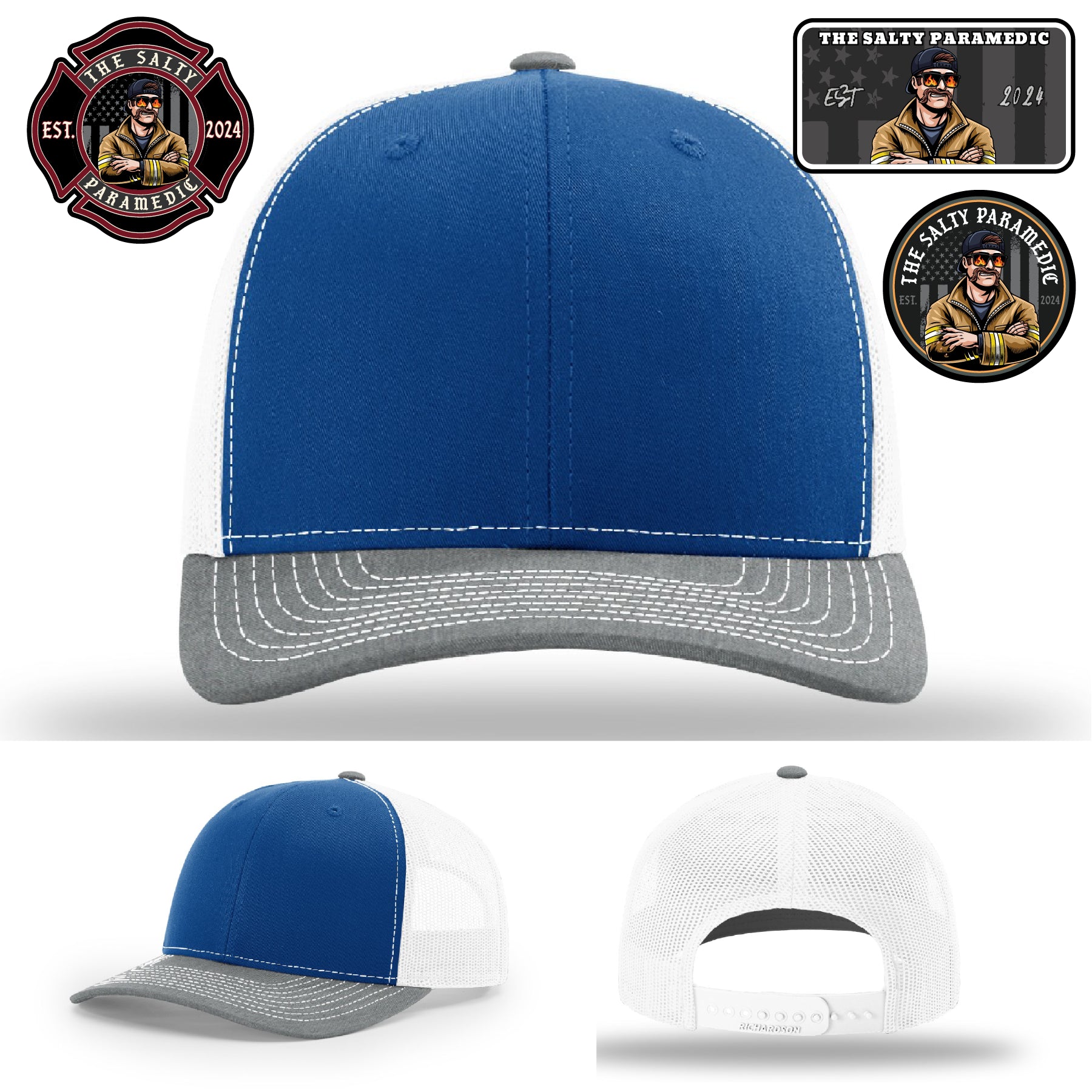 EMS pride hat showing Salty Paramedic full color design