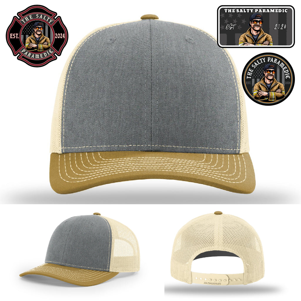 Salty Paramedic firefighter approved leather patch hat