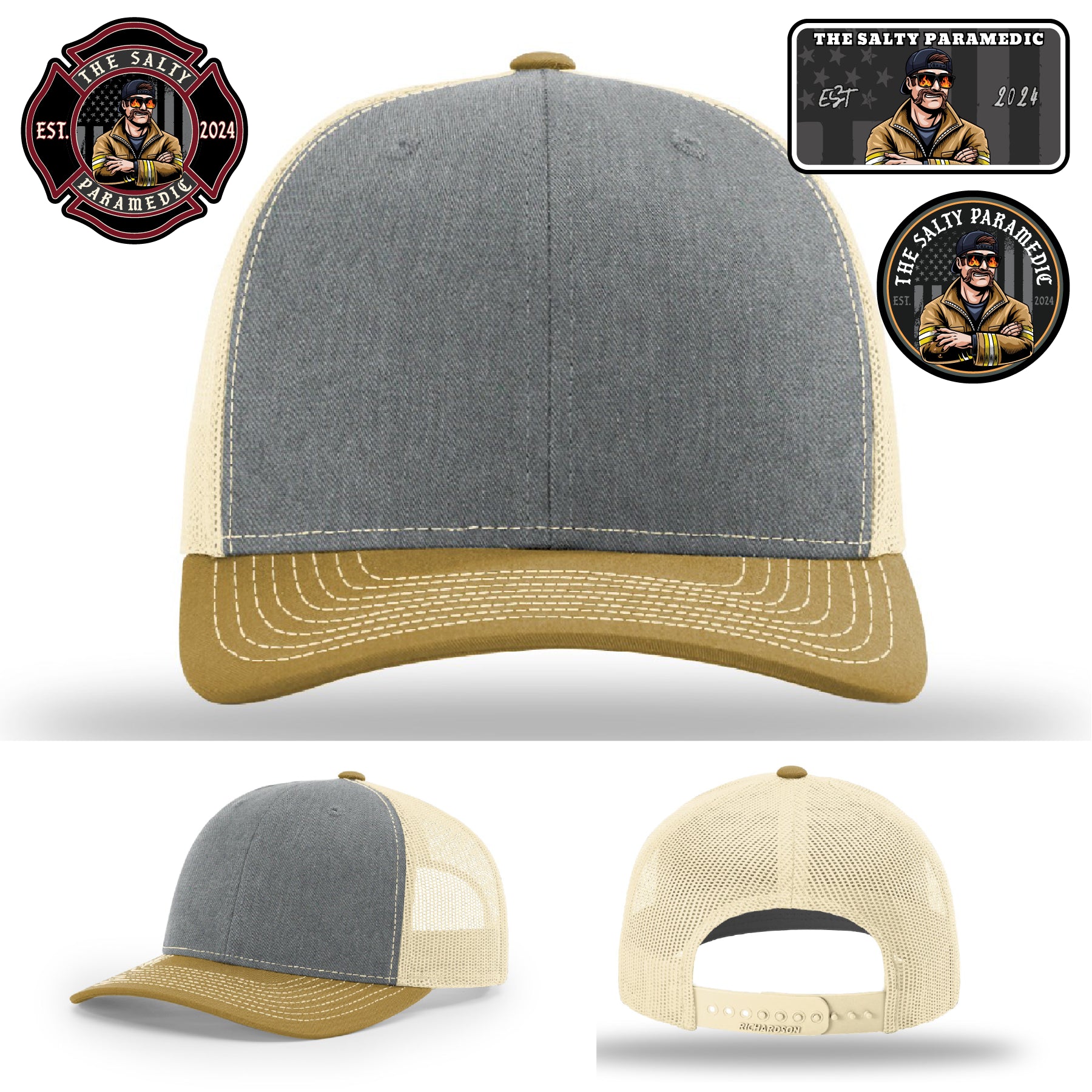 Salty Paramedic firefighter approved leather patch hat