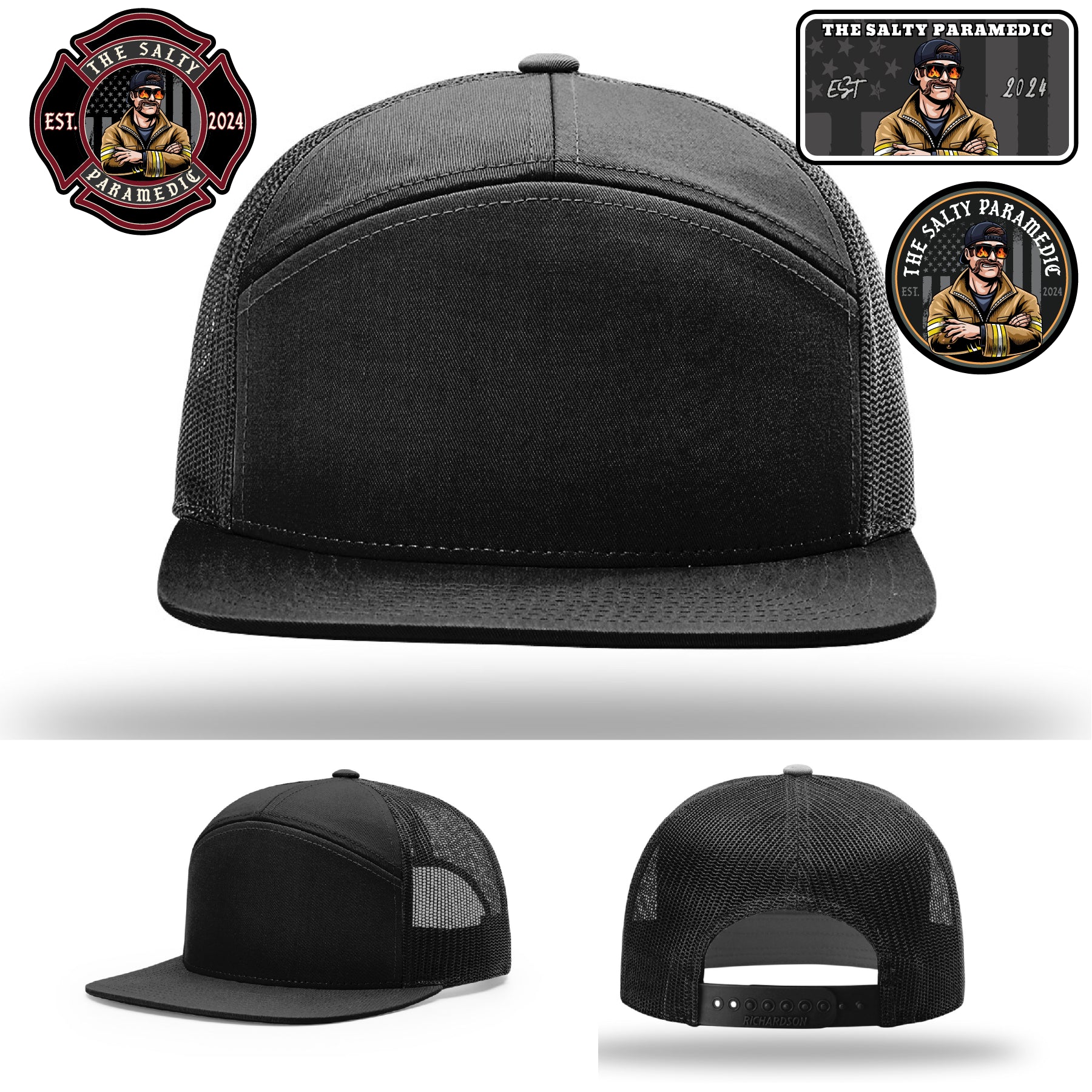 Full color leather patch hat designed by The Salty Paramedic