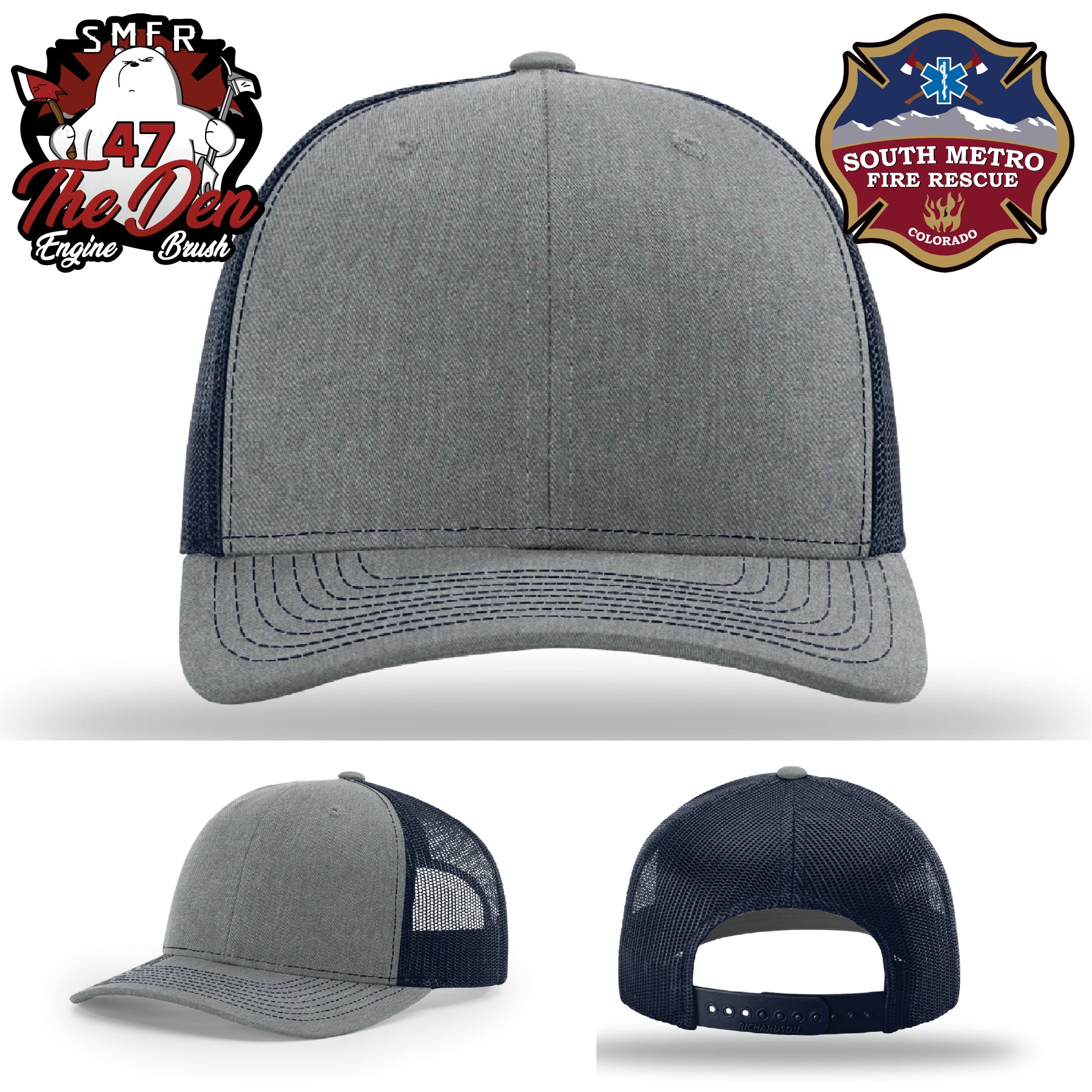 Richardson hat with South Metro Fire Rescue firefighter leather patch