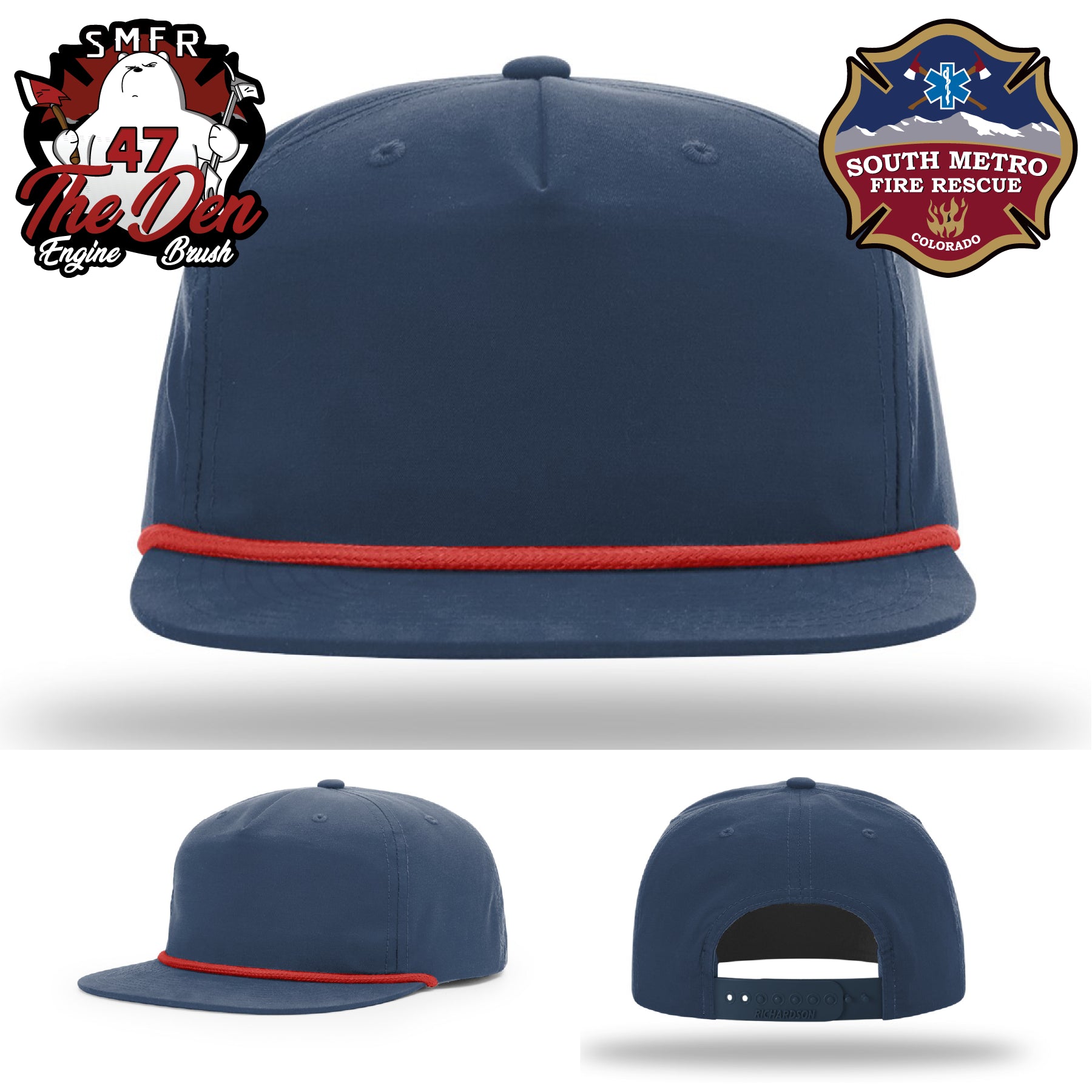 South Metro Fire Rescue firefighter hat designed with real leather patch