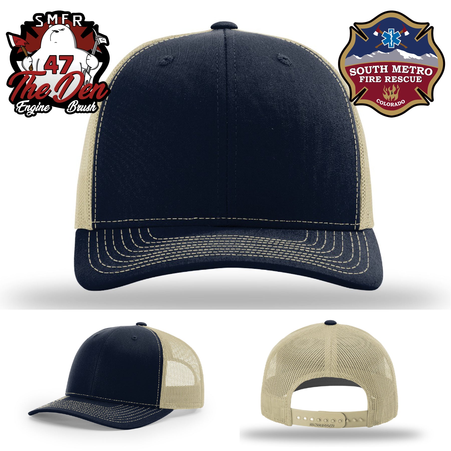 Firefighter hat with South Metro Fire Rescue patch for station pride