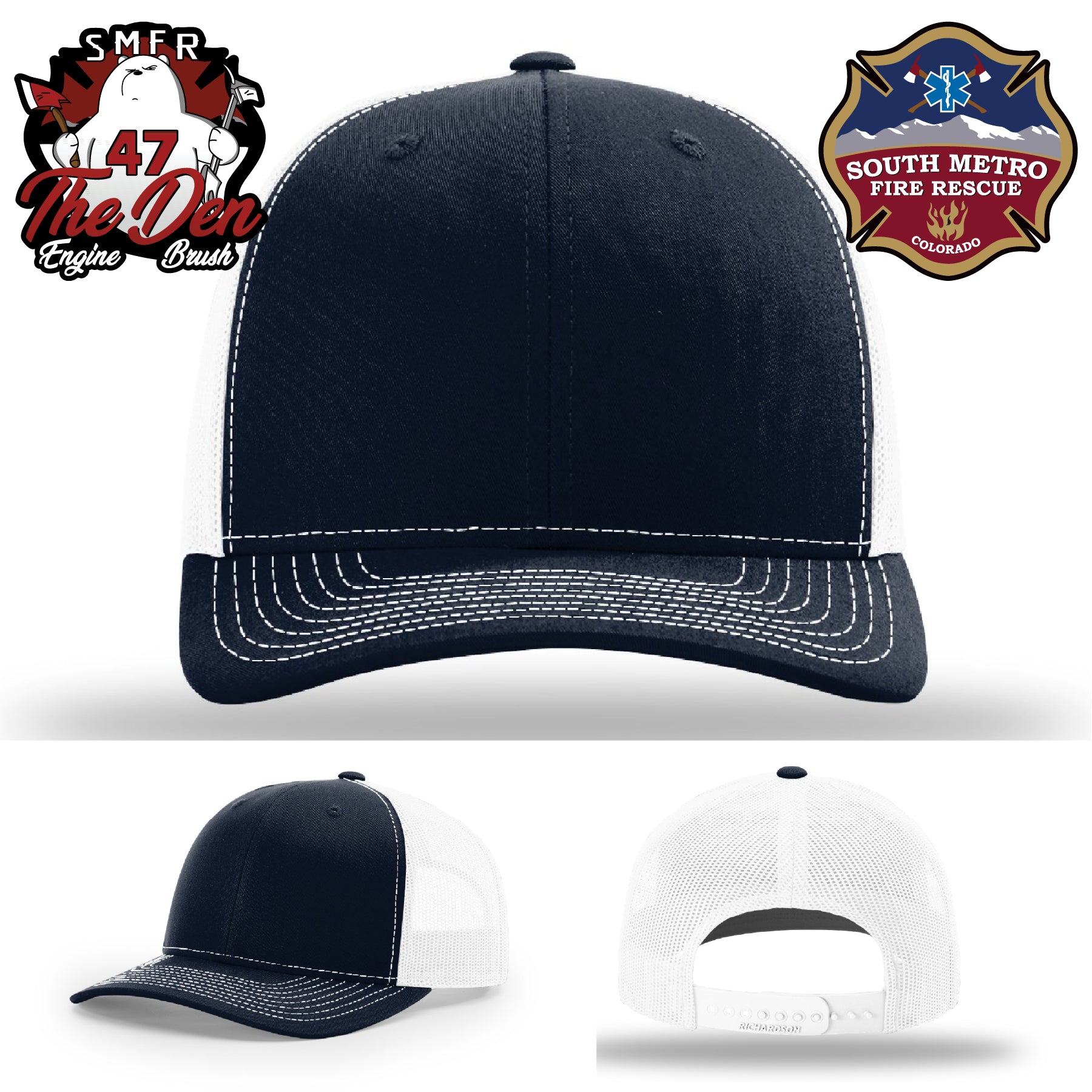Rugged firefighter hat featuring South Metro Fire Rescue custom patch