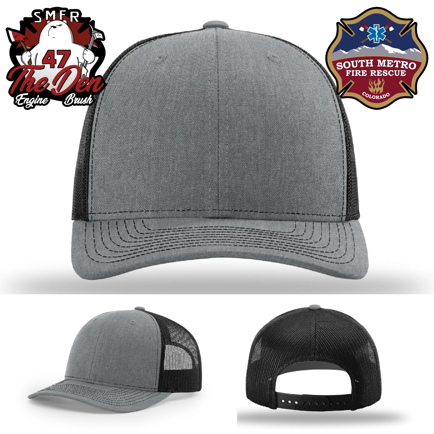 Firefighter hat with South Metro Fire Rescue custom engraved patch