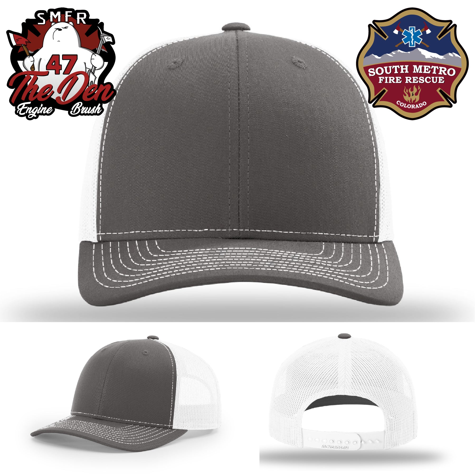 South Metro Fire Rescue firefighter hat with structured crown and patch