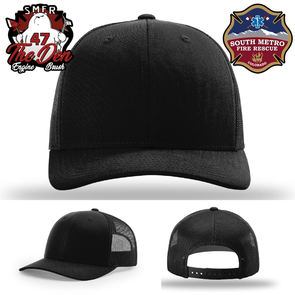 Custom firefighter hat featuring South Metro Fire Rescue design