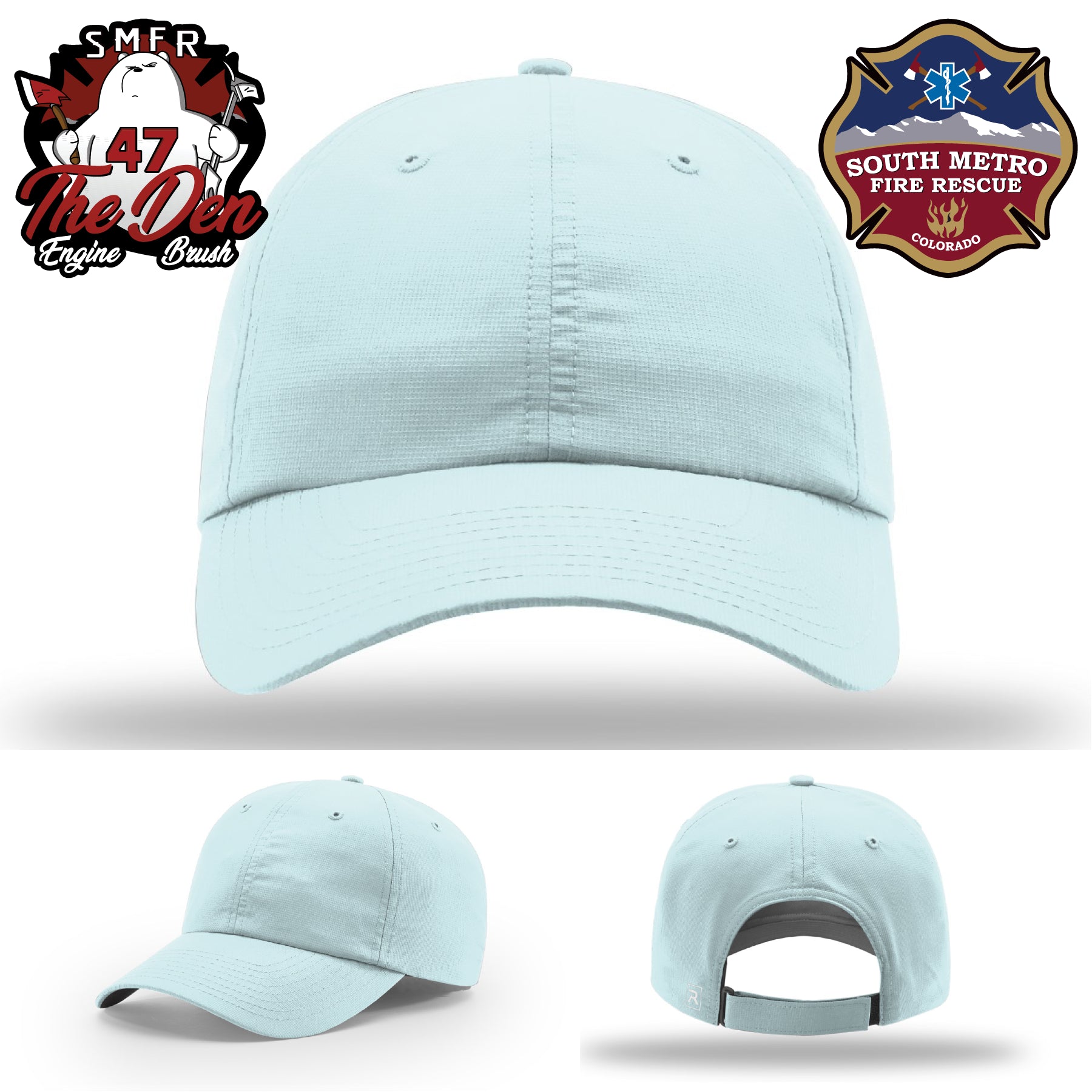 Richardson firefighter hat with South Metro Fire Rescue patch front