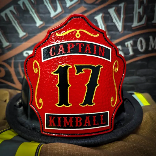 Standard Issue custom leather firefighter helmet shield