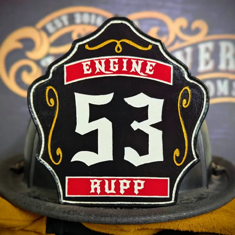 Standard Issue firefighter helmet shield with clean layout