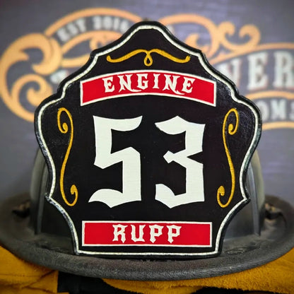 Standard Issue firefighter helmet shield with clean layout