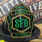 Standard Issue firefighter helmet shield station pride