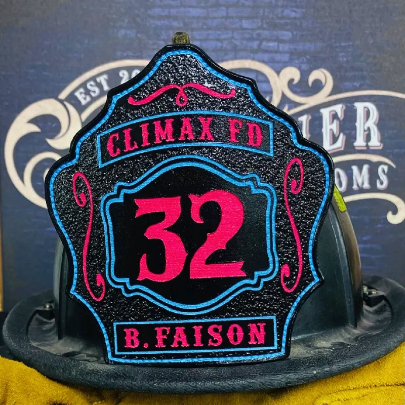 Standard Issue firefighter helmet shield with bold detail