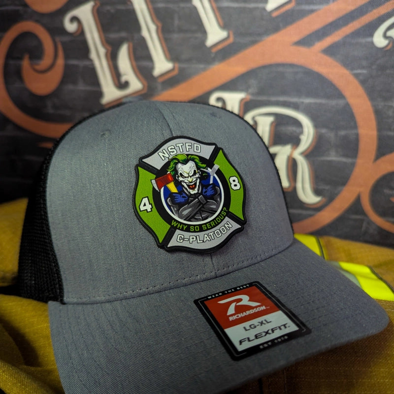 firefighter hat showing firehouse logo identity