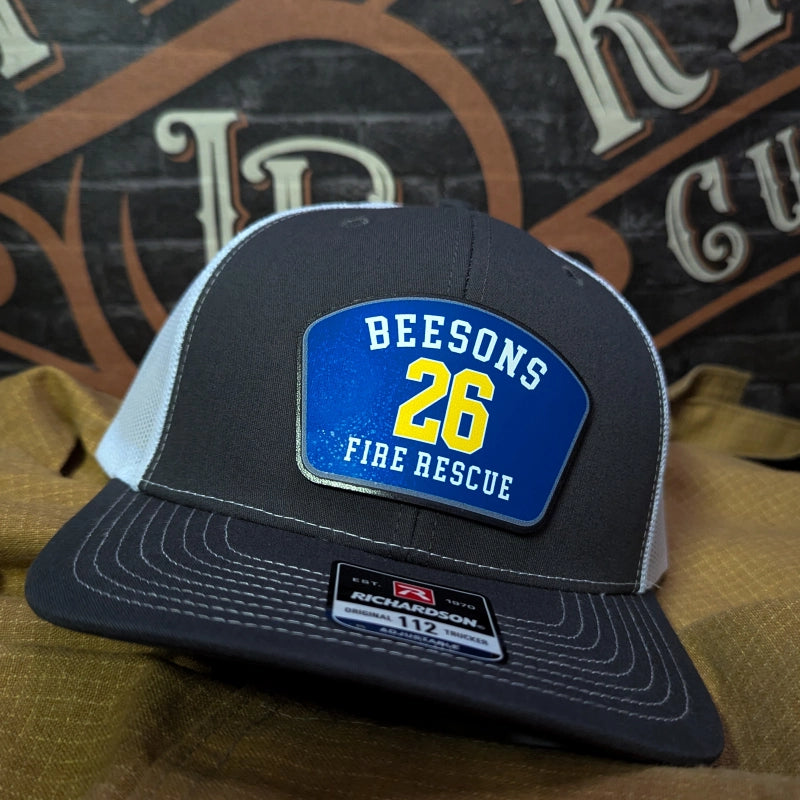 fire department logo displayed on firefighter hat