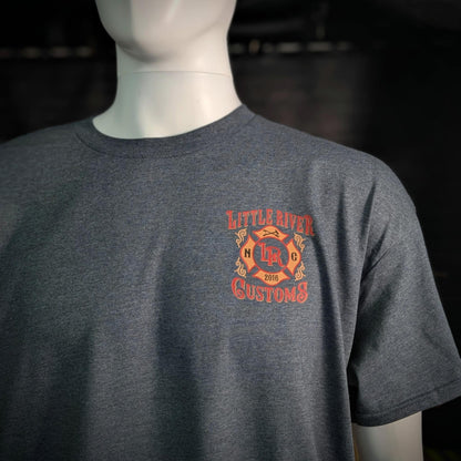 Firefighter tee called Stretch or Die with clean front soft cotton polyester blend and unisex everyday fit