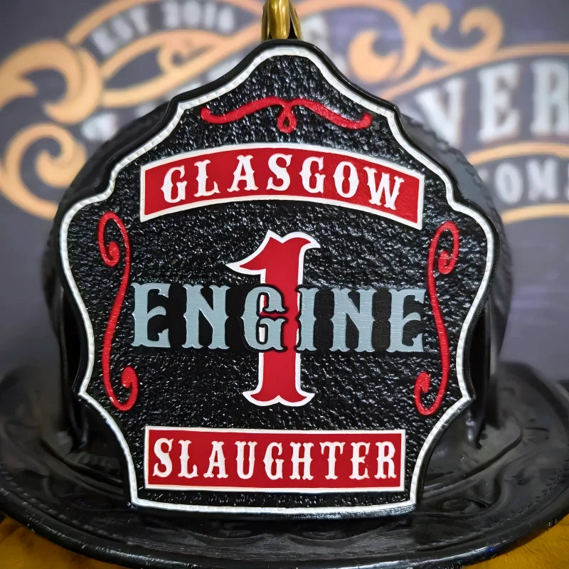 The Deuce custom leather firefighter helmet shield