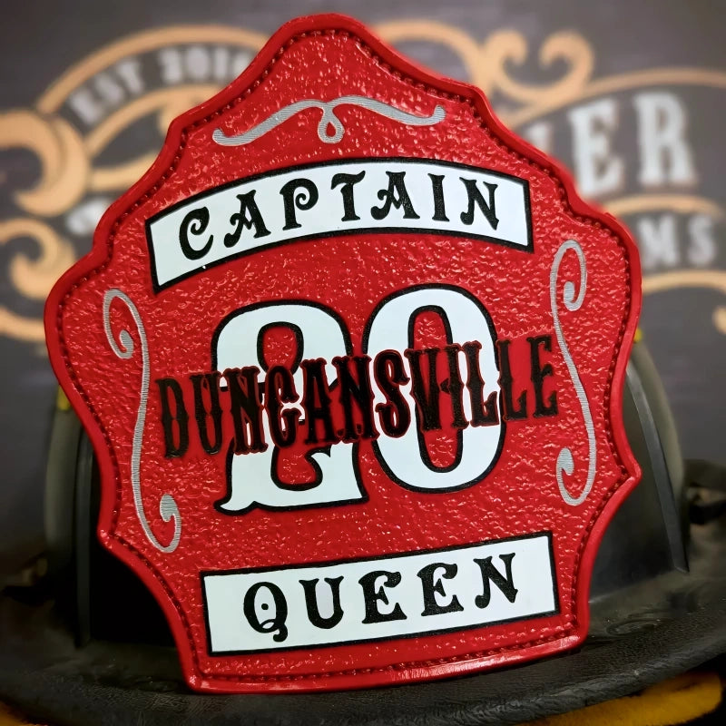 Custom Deuce firefighter helmet shield in leather