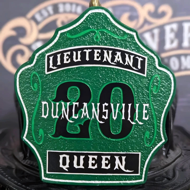 Leather Deuce firefighter helmet shield custom design
