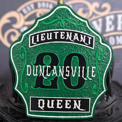 Leather Deuce firefighter helmet shield custom design
