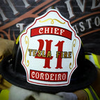 The Deuce firefighter helmet shield made from real leather