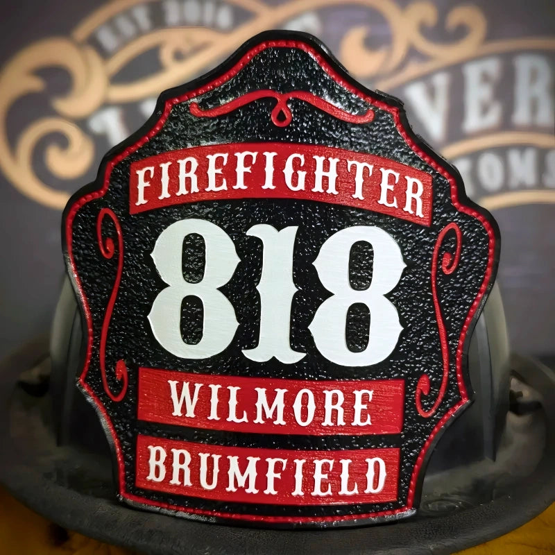 Leather three rocker custom firefighter helmet shield