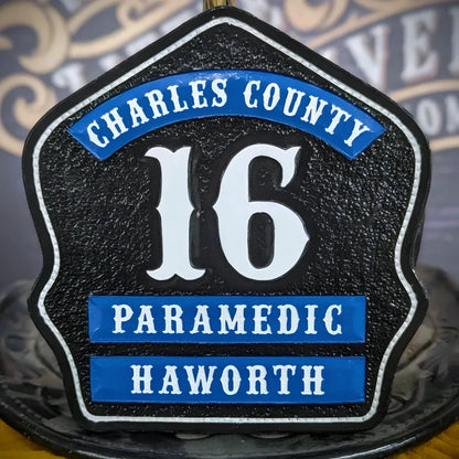 Firefighter custom helmet shield three rocker design