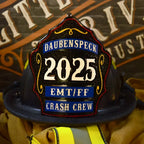 Custom firefighter helmet shield three rocker leather front
