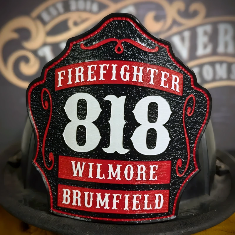 Durable leather firefighter helmet shield with traditional three rocker fire service design