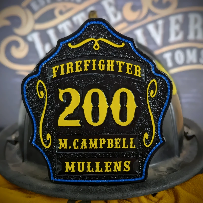 Authentic three rocker firefighter helmet shield built from premium leather