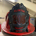 Black and red Smoke Eater captain helmet shield