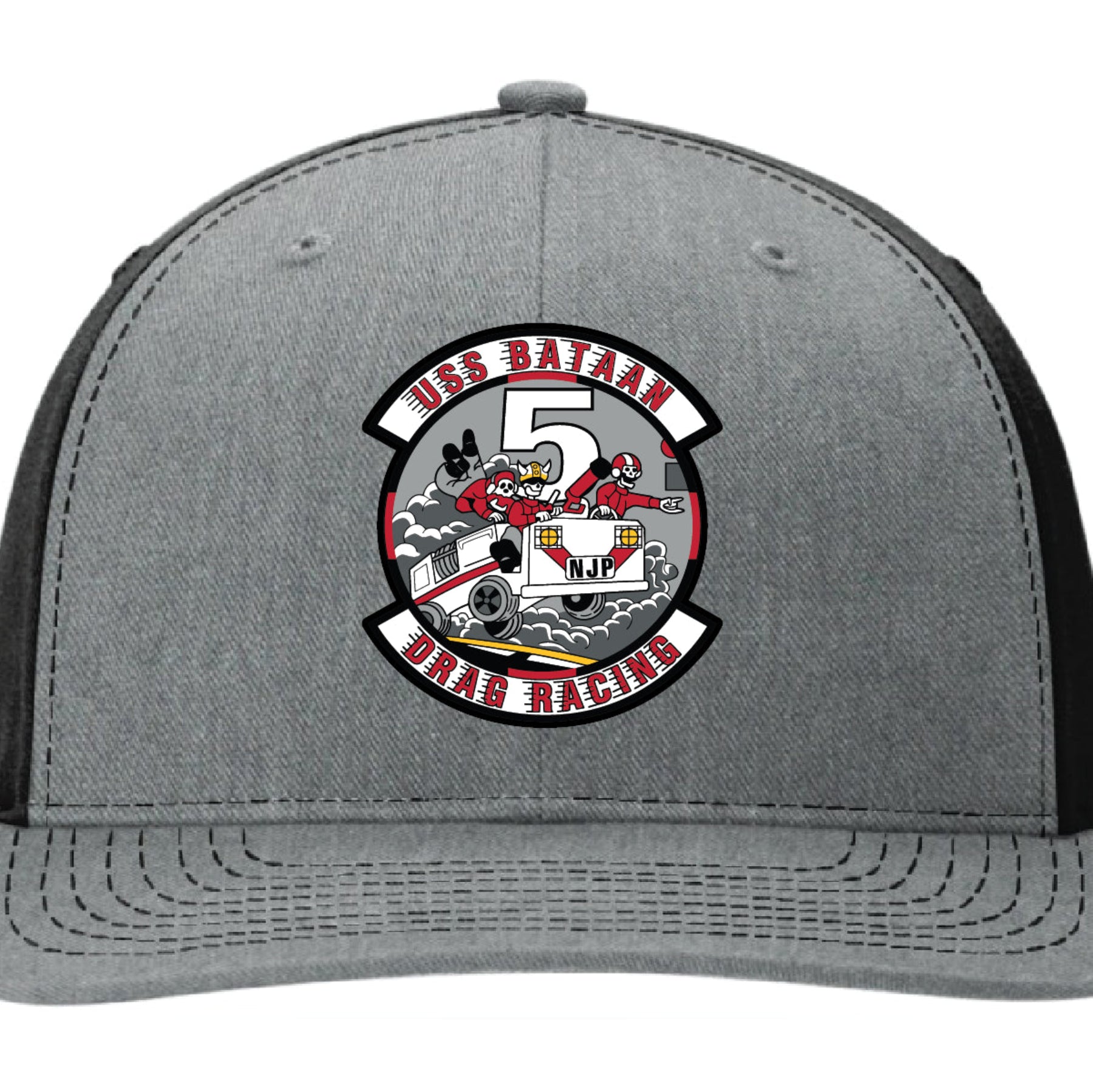 USS Bataan leather patch hat with Crash Crew design