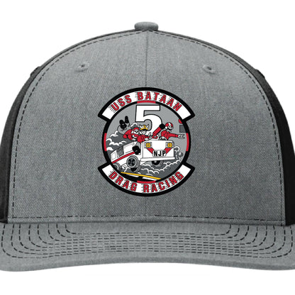 USS Bataan leather patch hat with Crash Crew design