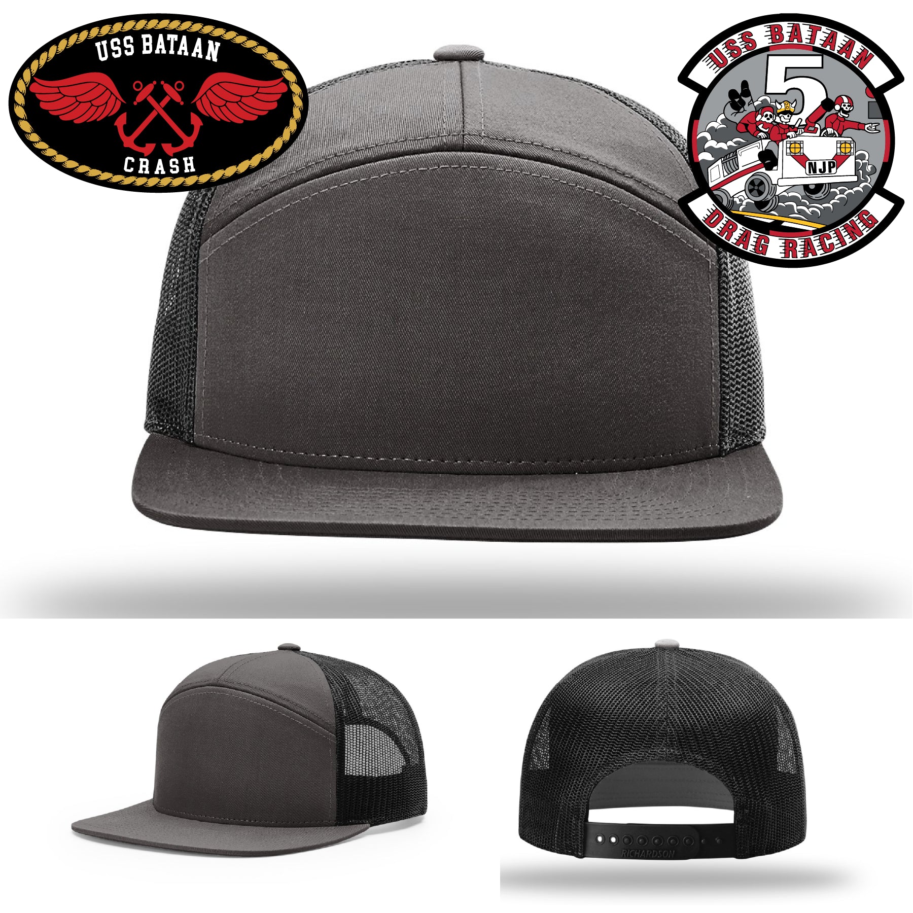USS Bataan custom Drag Racer hat with leather patch