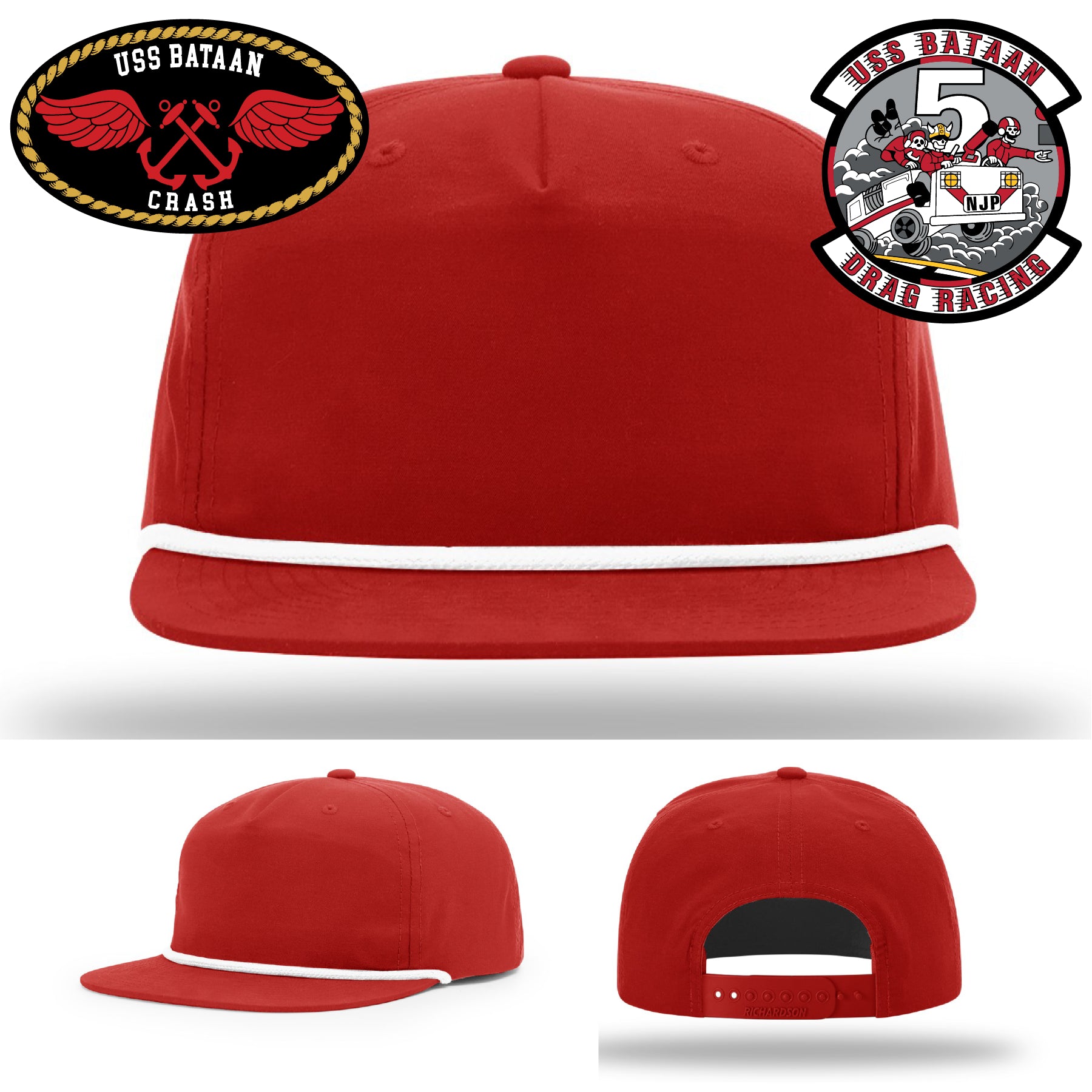 USS Bataan Crash Crew hat with sharp leather detail
