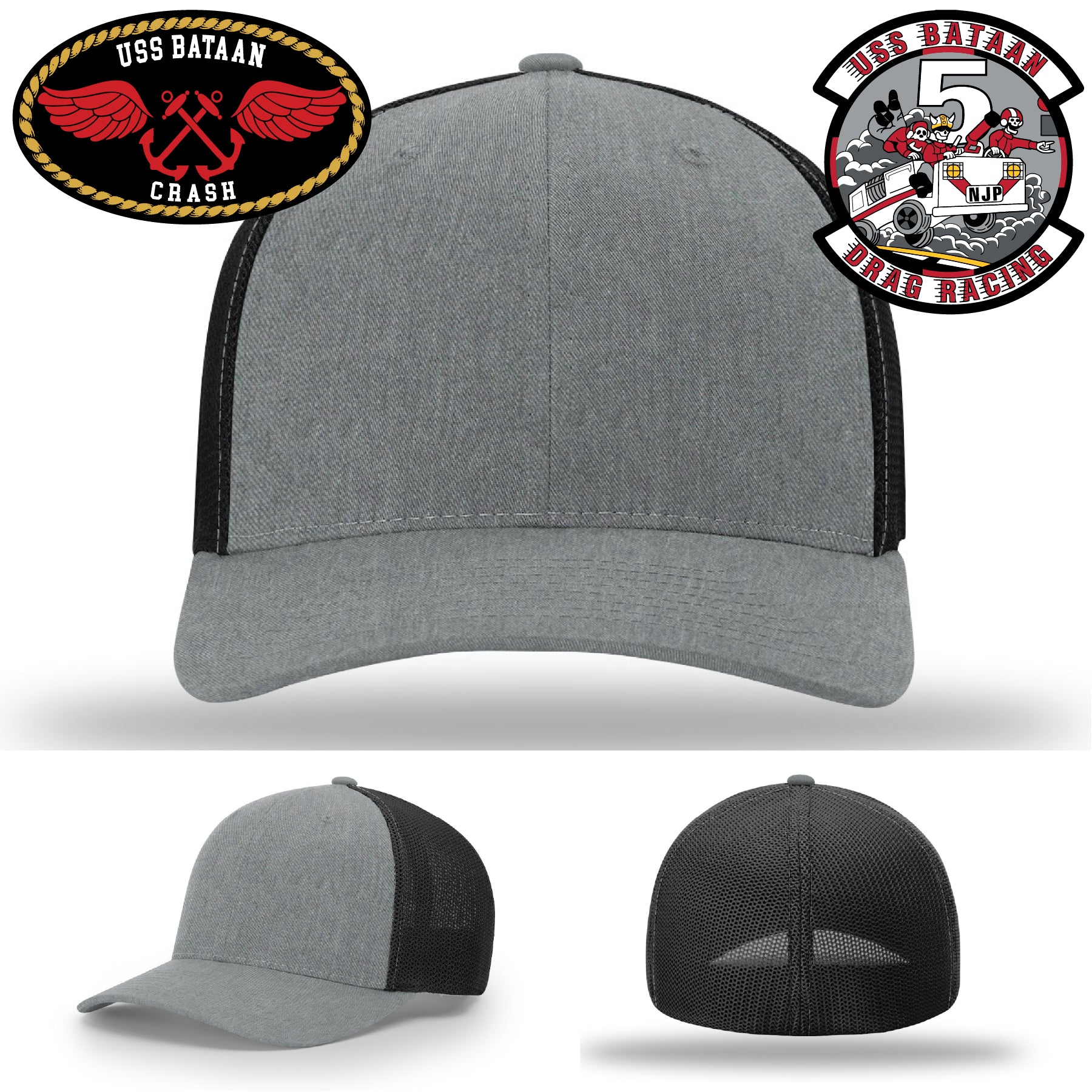 USS Bataan Crash Crew custom leather patch hat