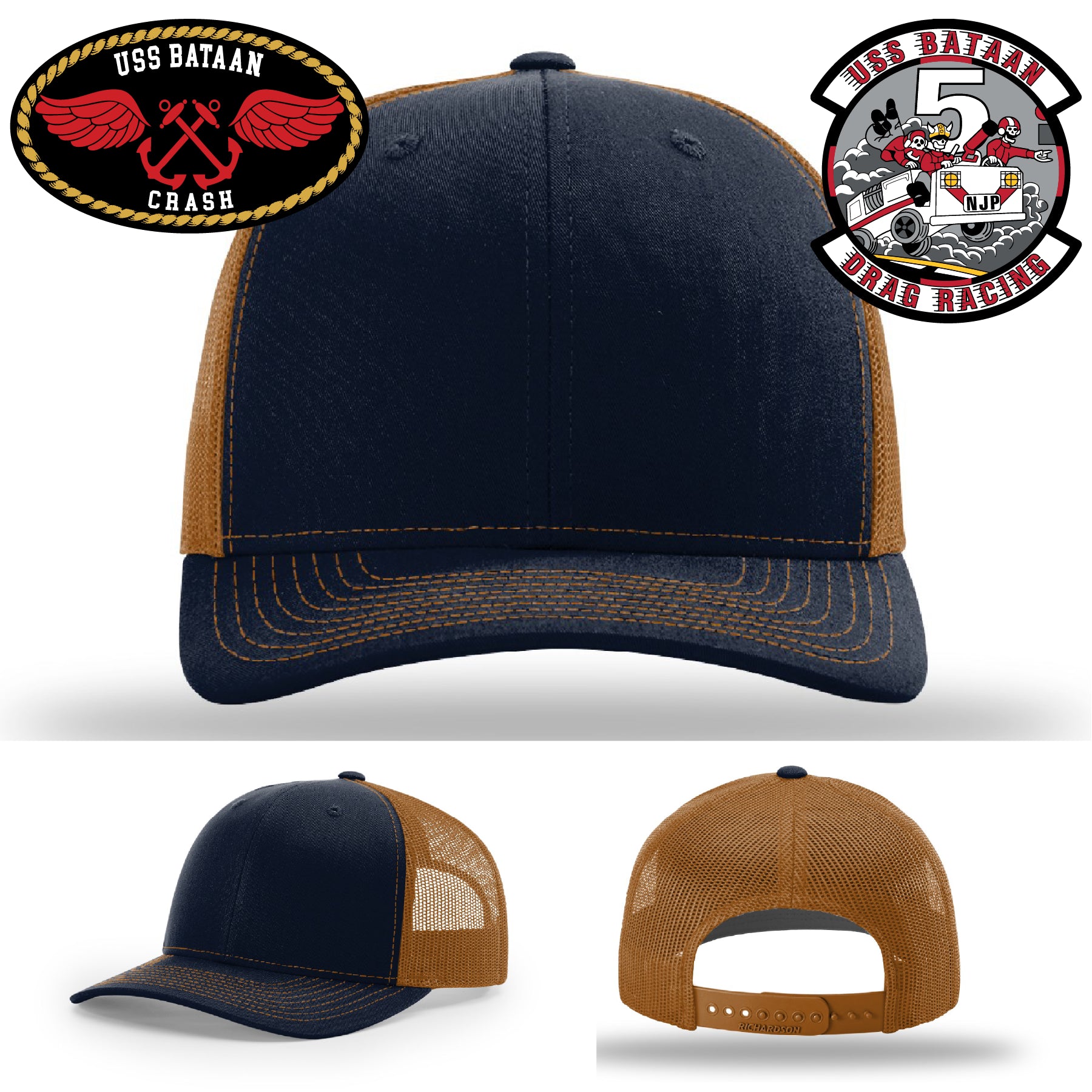 USS Bataan Drag Racer Navy gear hat with leather patch