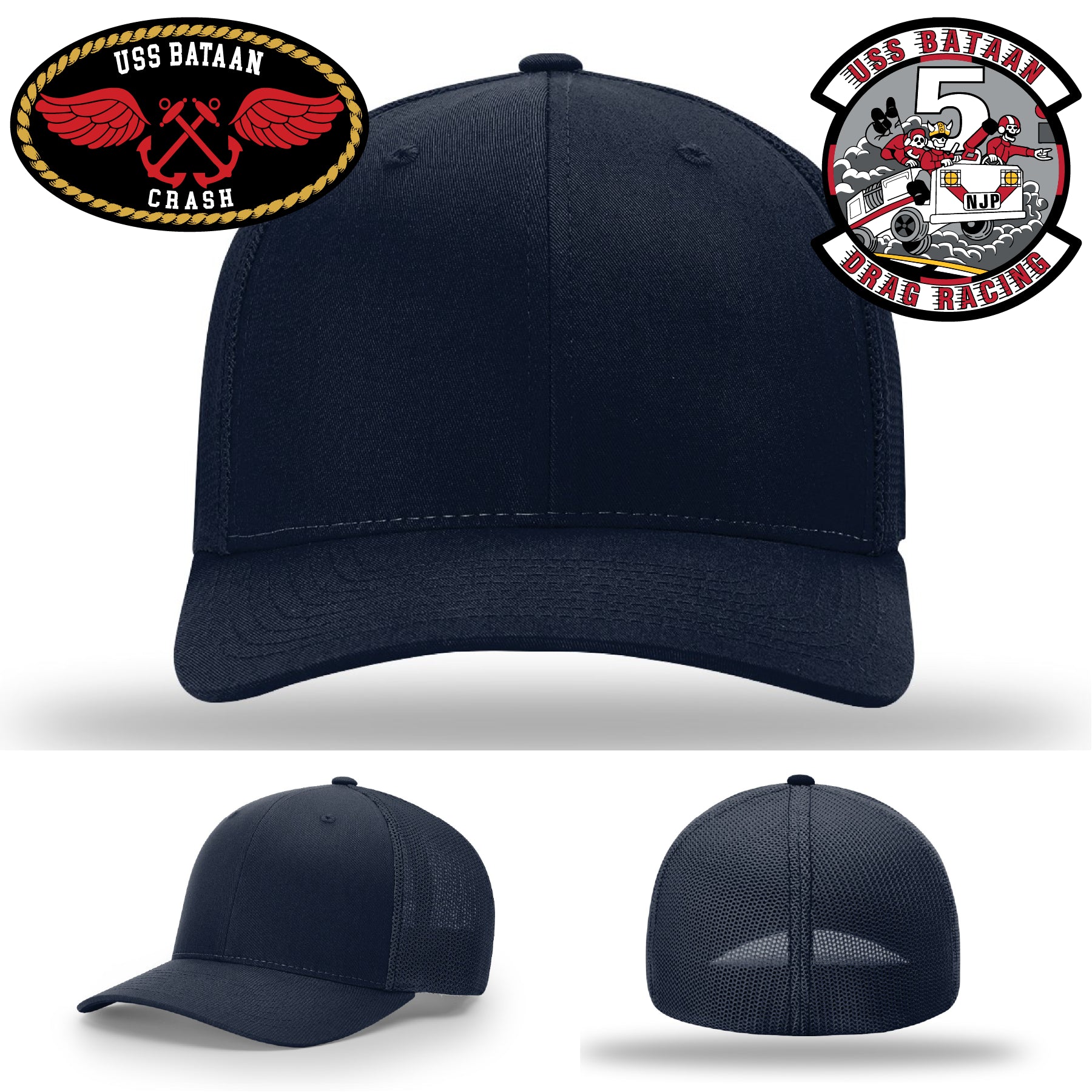 USS Bataan Navy custom hat with full grain leather