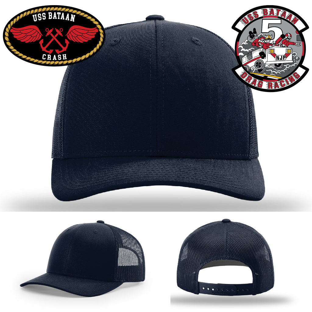 USS Bataan Crash Crew Navy leather patch hat