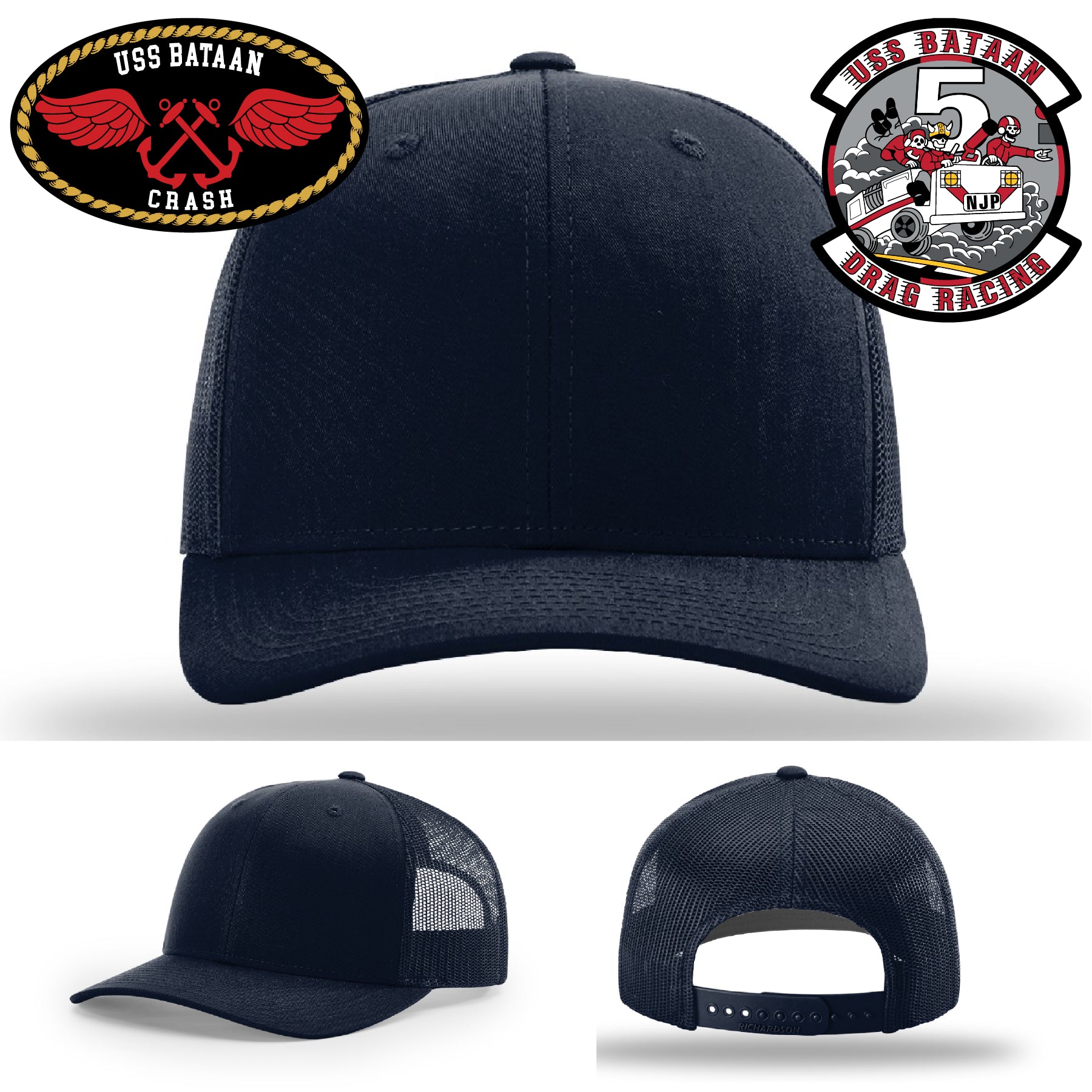 USS Bataan Crash Crew Navy leather patch hat