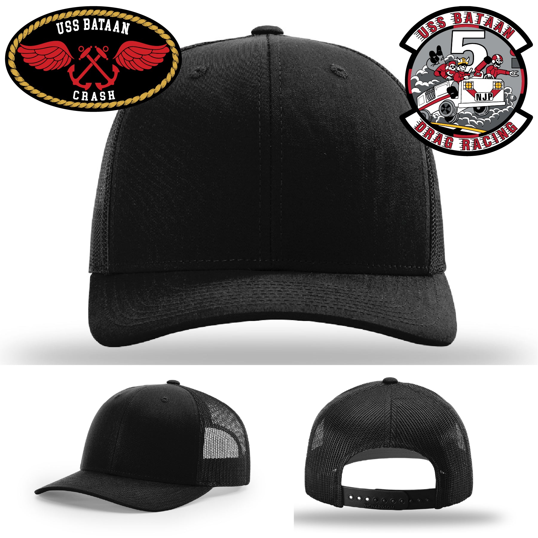 Custom USS Bataan hat with full grain leather patch