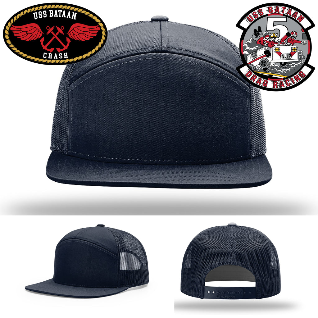 USS Bataan Crash Crew rate design leather patch hat