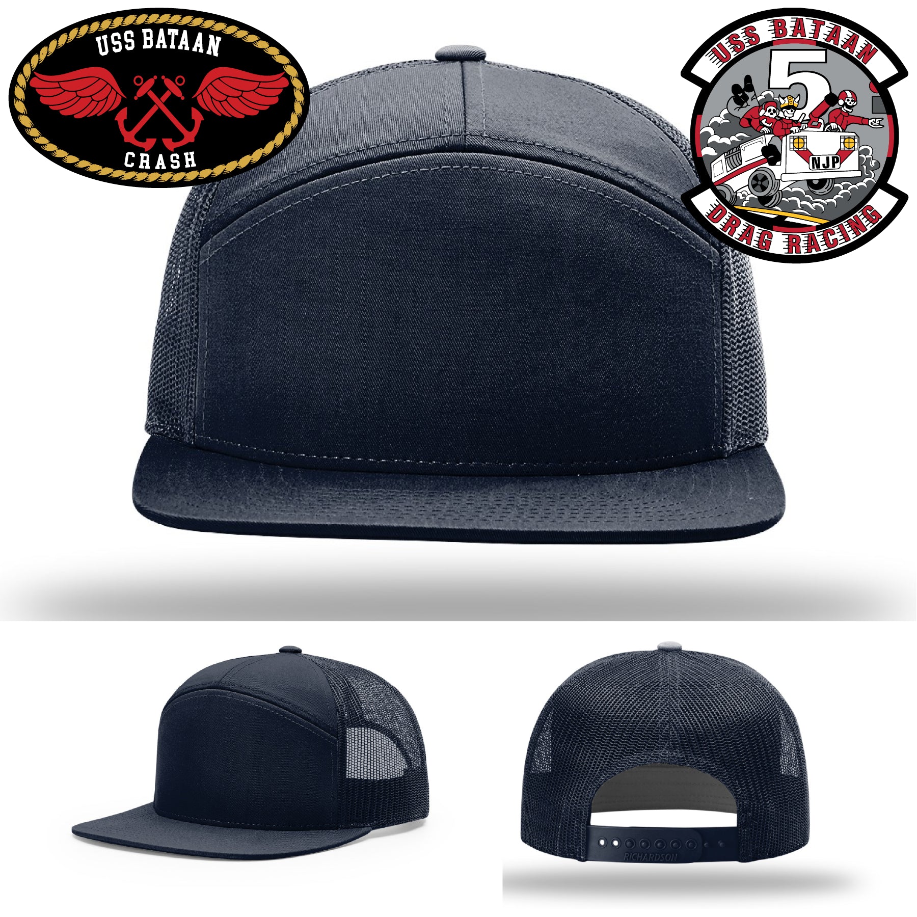 USS Bataan Crash Crew rate design leather patch hat