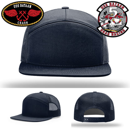 USS Bataan Crash Crew rate design leather patch hat