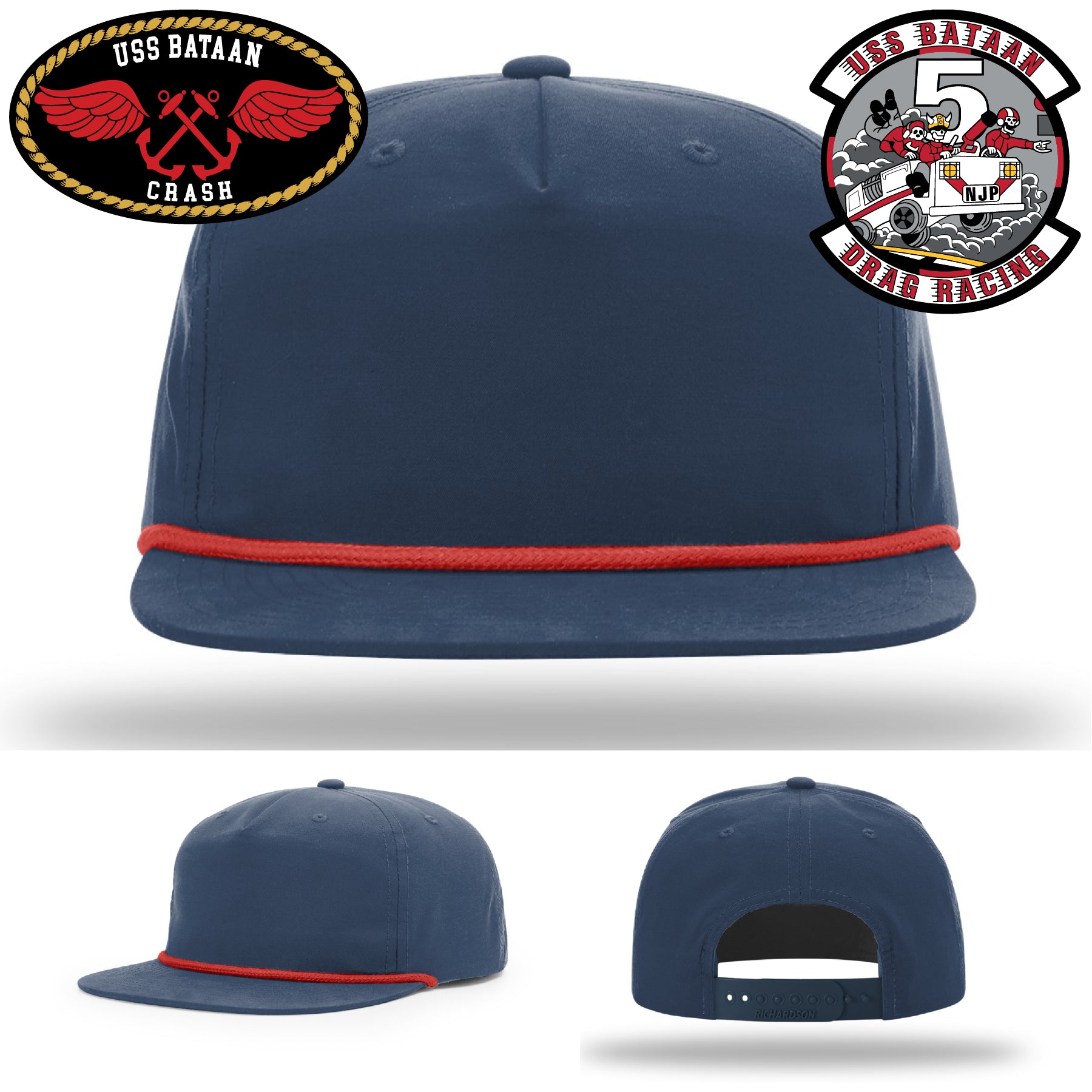 USS Bataan Drag Racer Navy leather patch hat