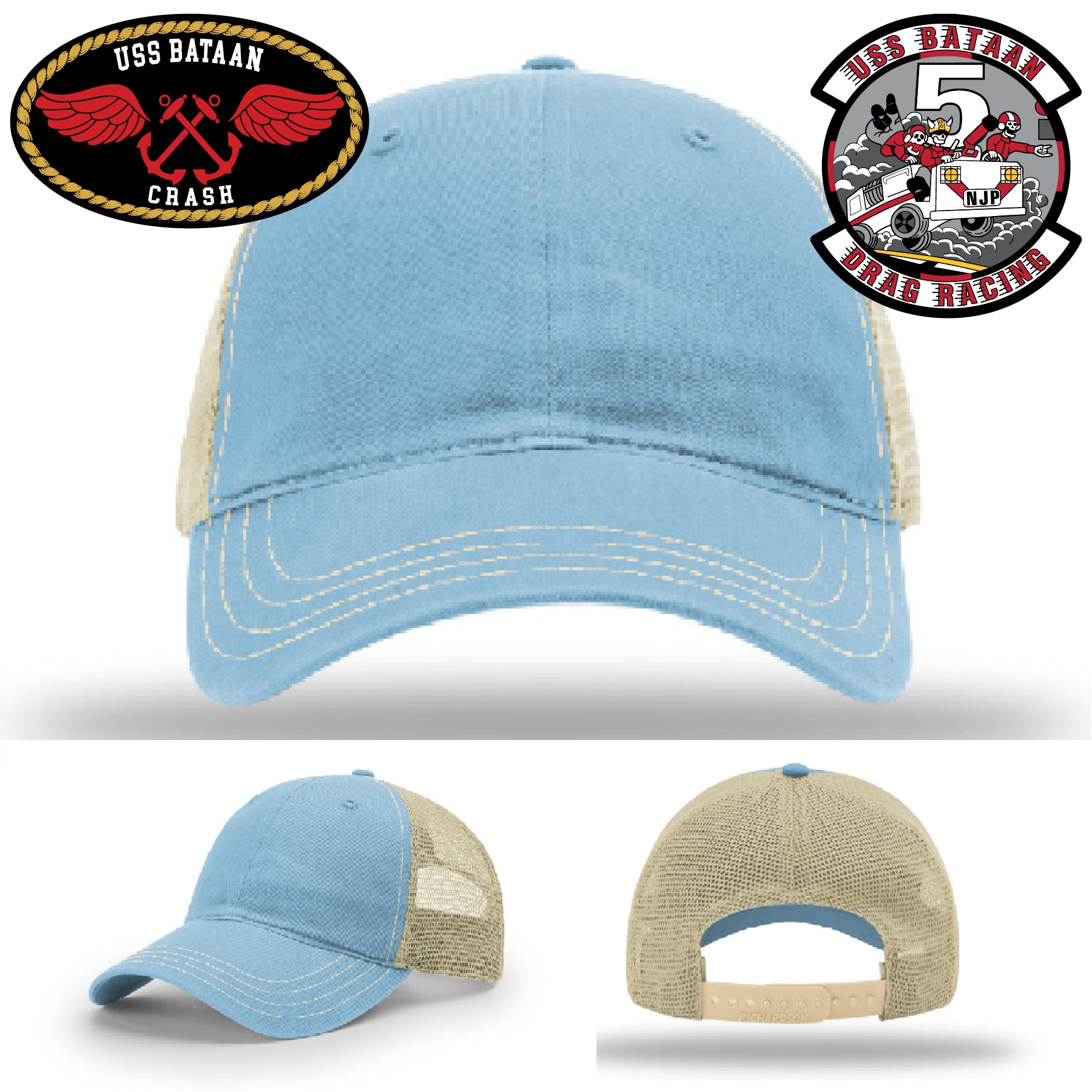 USS Bataan Drag Racer custom Navy leather patch hat