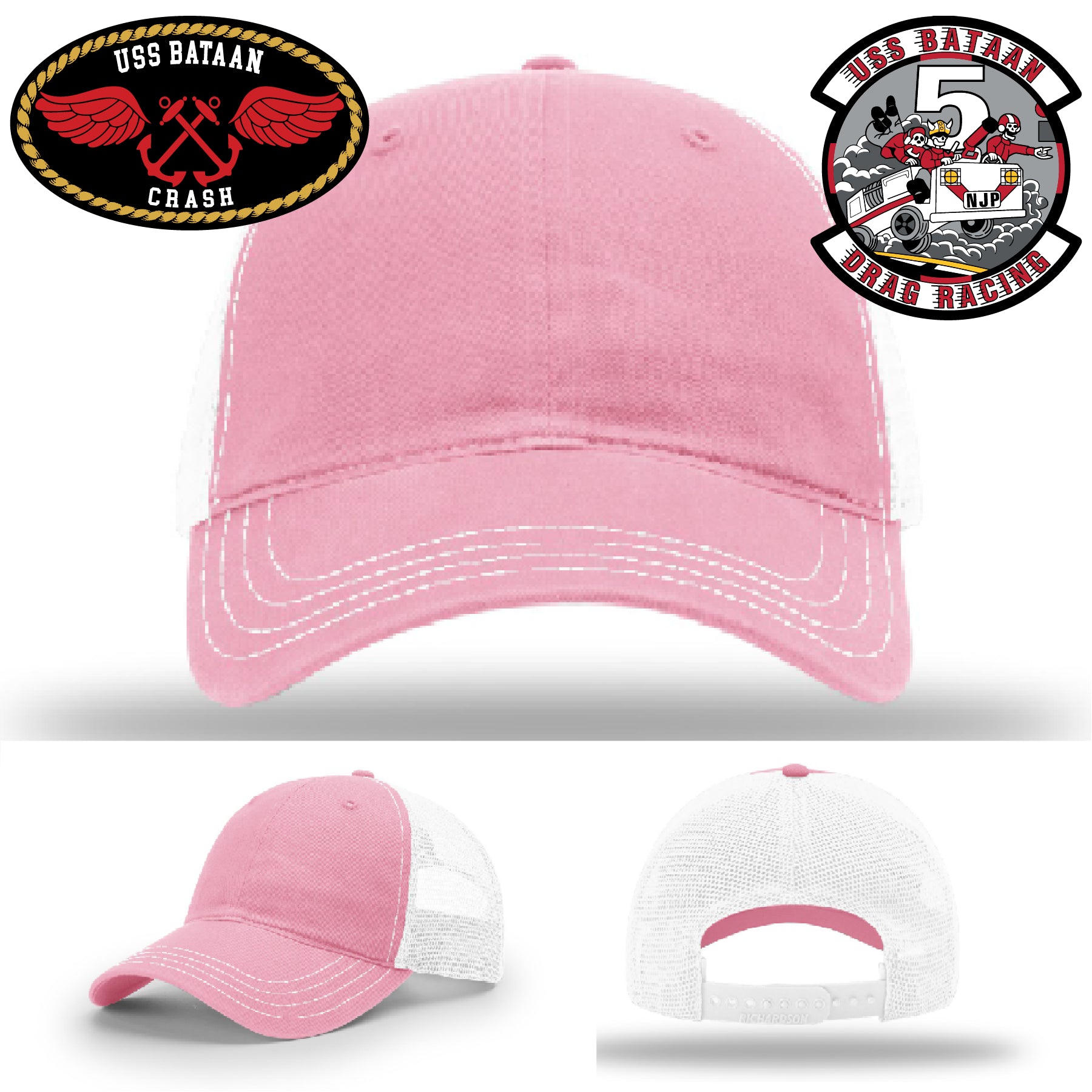 USS Bataan Drag Racer full grain leather patch hat