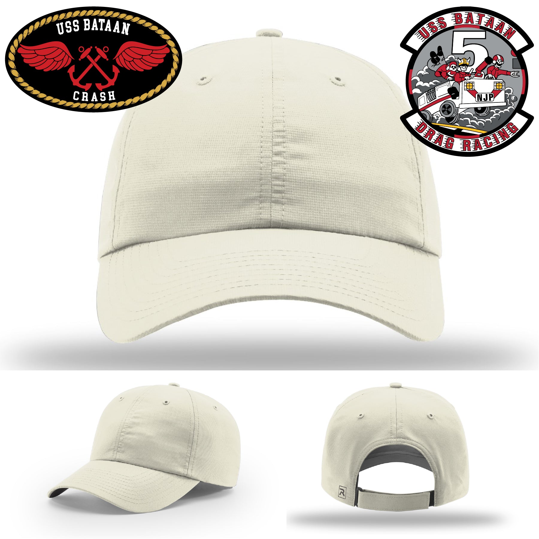 USS Bataan Drag Racer Navy hat with authentic leather patch