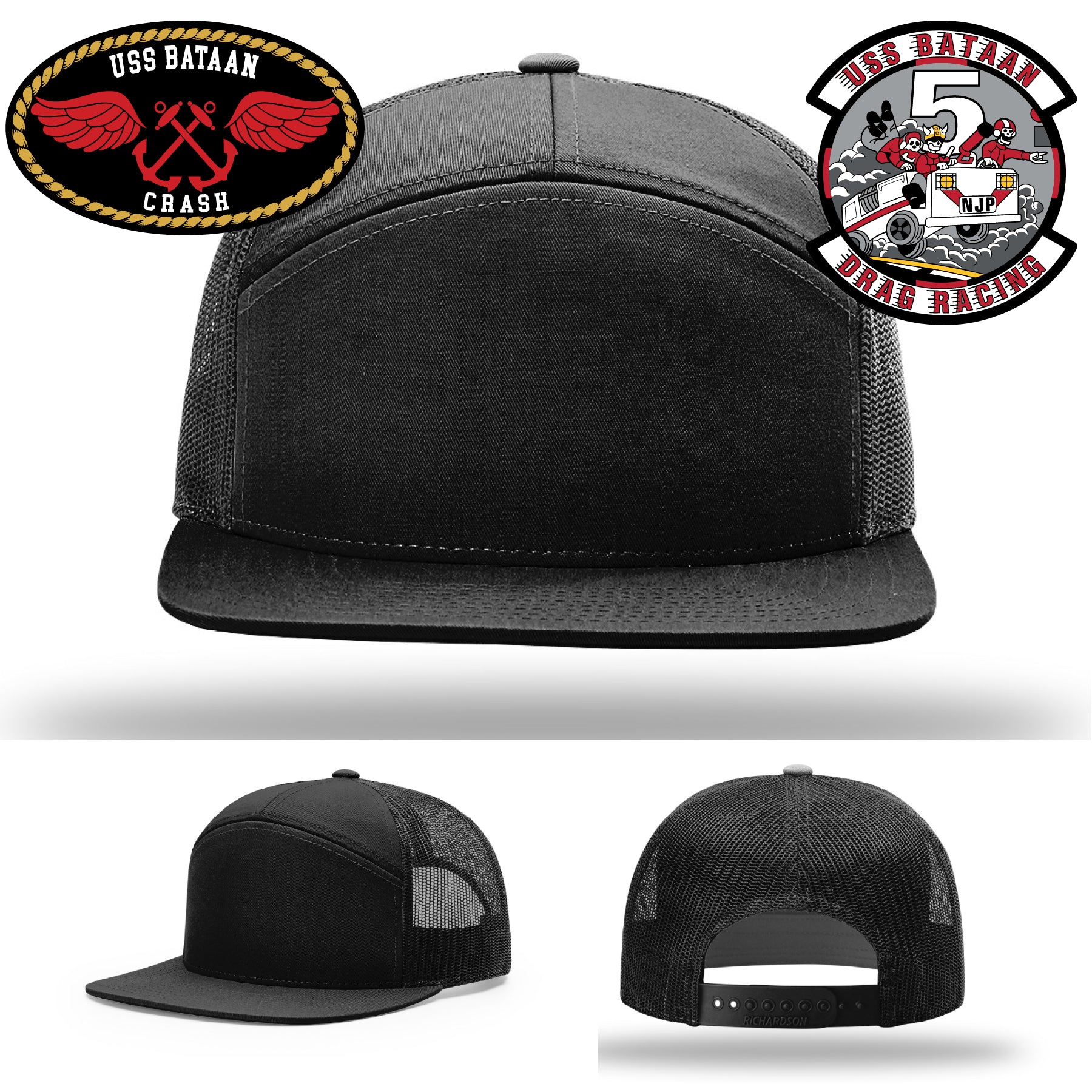 USS Bataan Drag Racer patch hat on Richardson hat